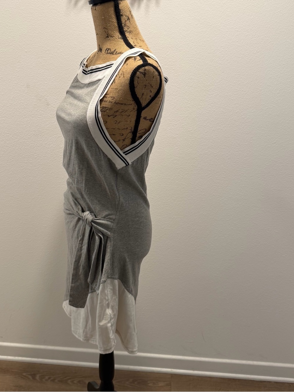 Anthropologie Daily Practice Sleeveless Gray Layered Tie-Waist Dress M - Picture 3 of 5